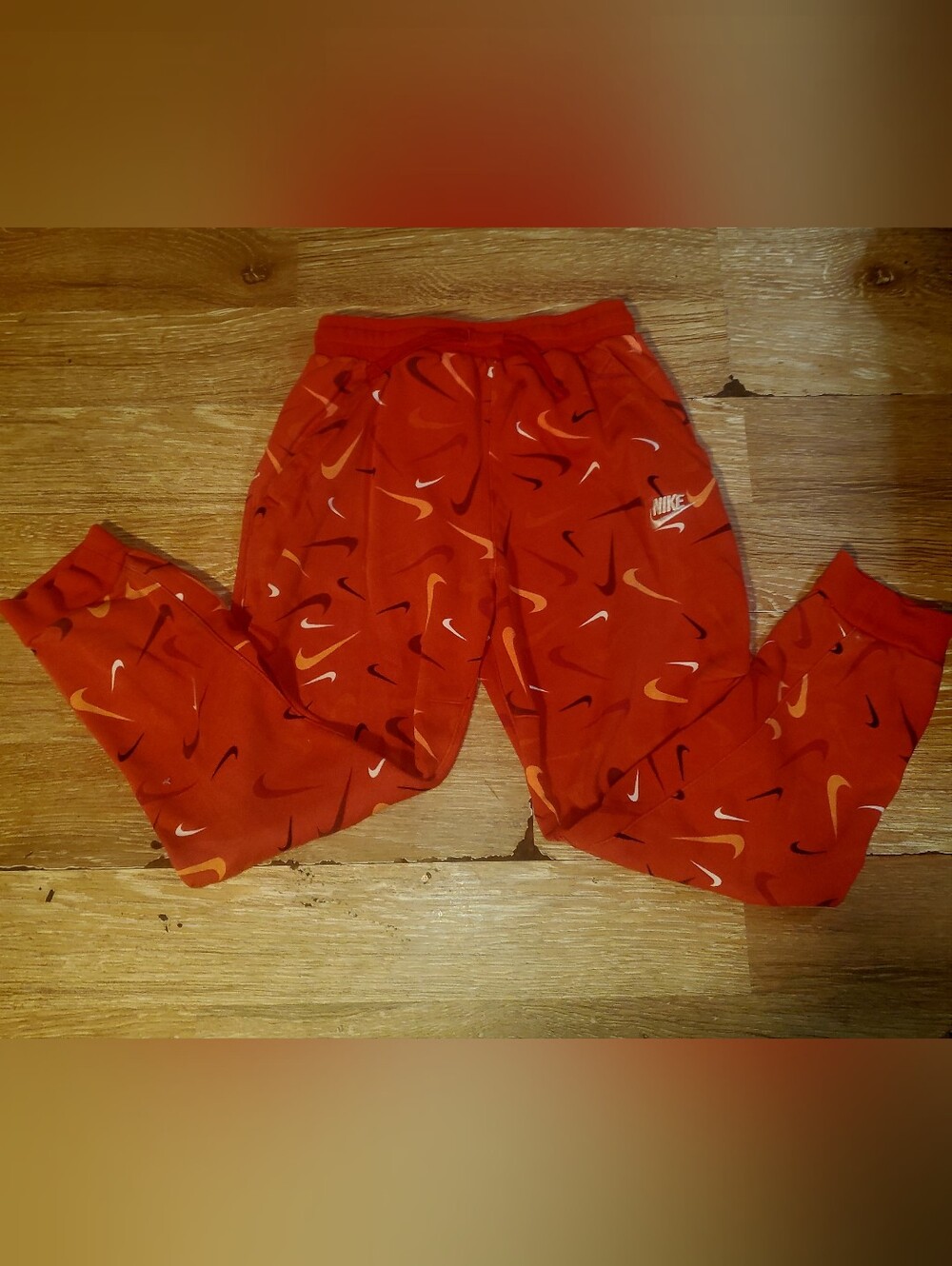Nike Kids' Pale Red Swoosh Print Joggers W. Pockets